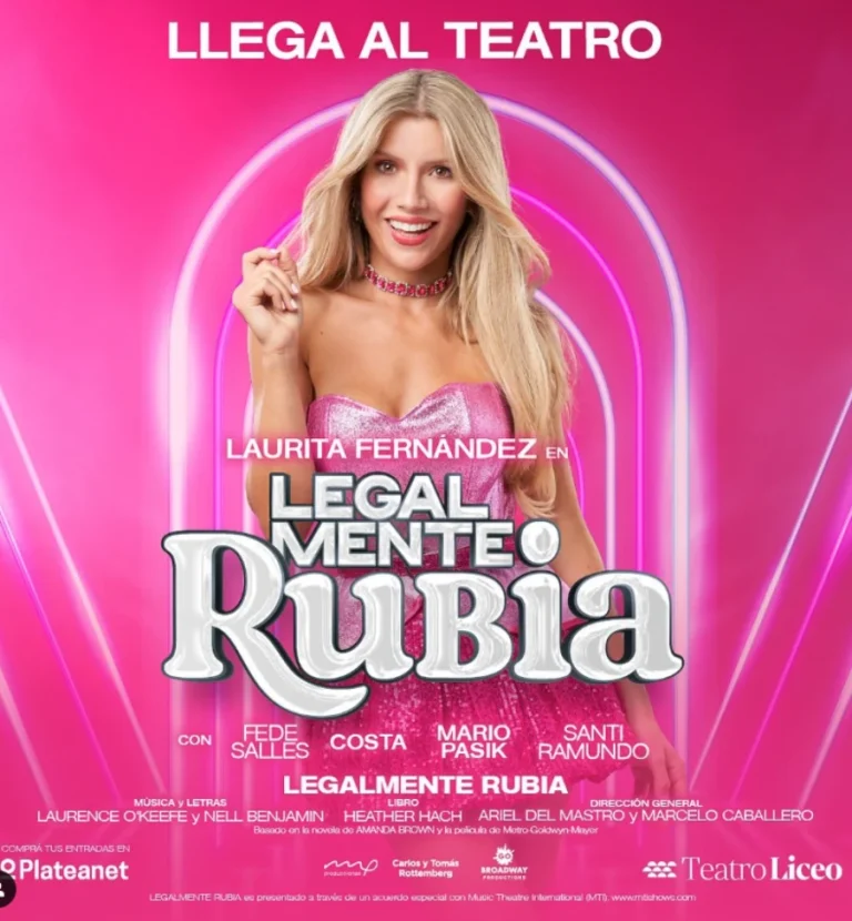 poster de la obra de teatro musical legalmente rubia con laurita fernandez